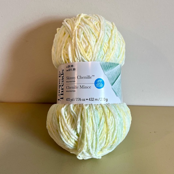 Discontinued Loops & Threads Skinny Chenille Yarn in Yellow Stripe - Picture 1 of 6
